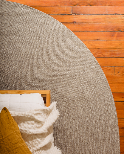 sustainable wool area rug in arch shape